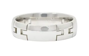Hermes French 18 Karat White Gold Unisex H Band Ring