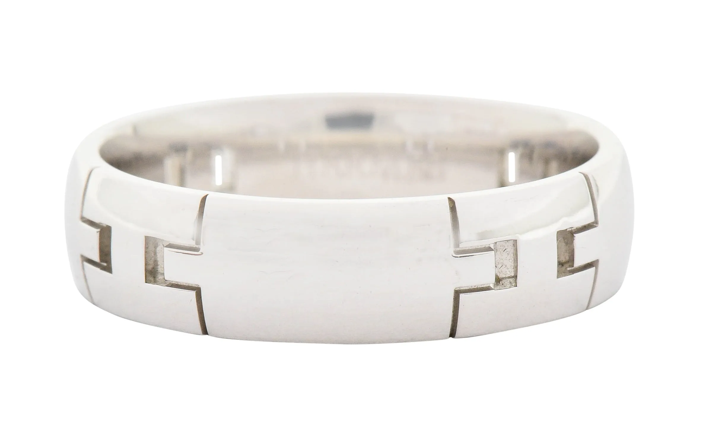 Hermes French 18 Karat White Gold Unisex H Band Ring