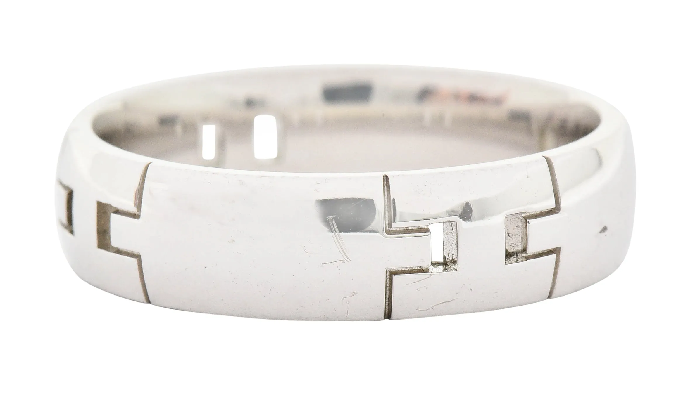 Hermes French 18 Karat White Gold Unisex H Band Ring