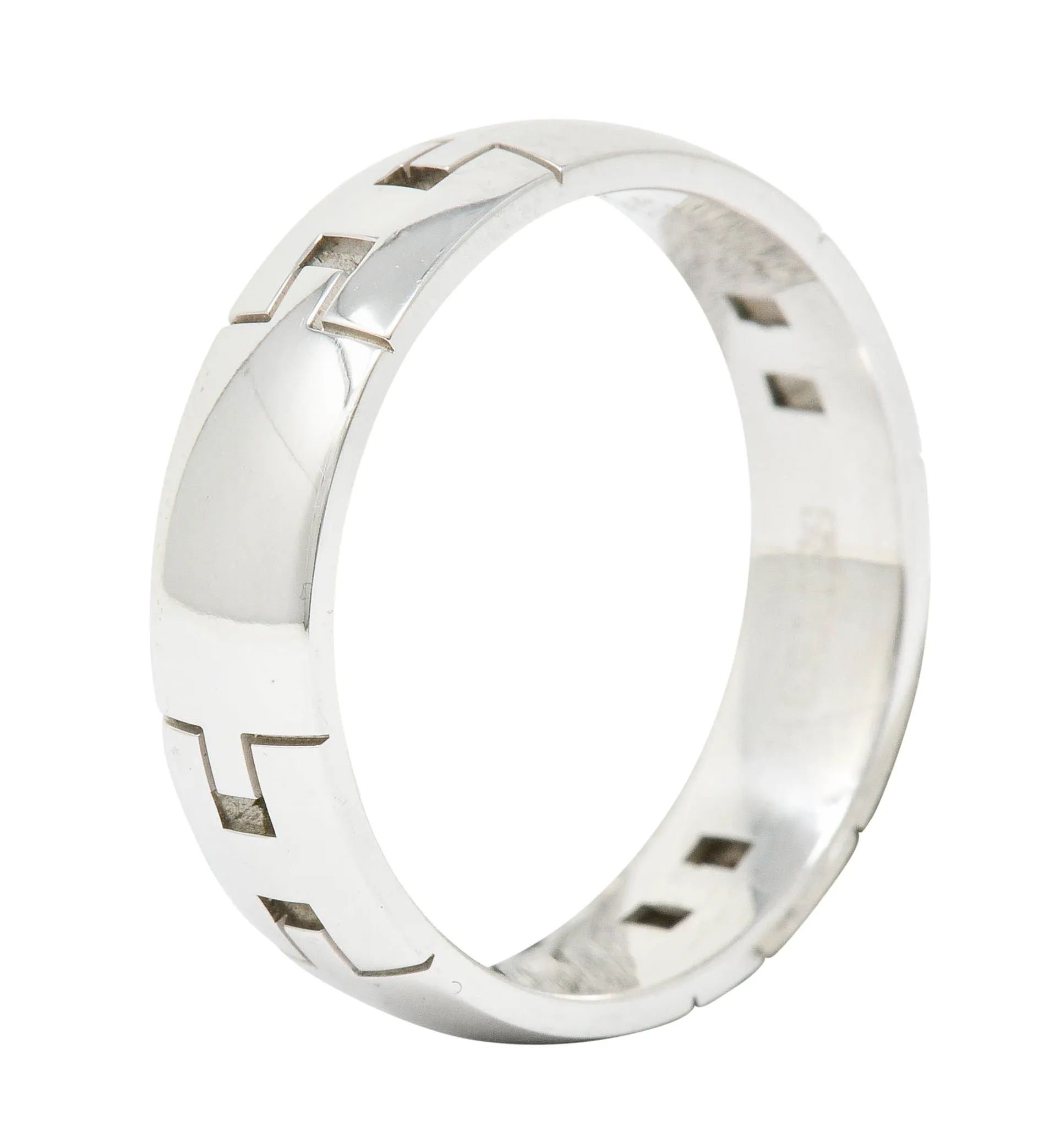 Hermes French 18 Karat White Gold Unisex H Band Ring