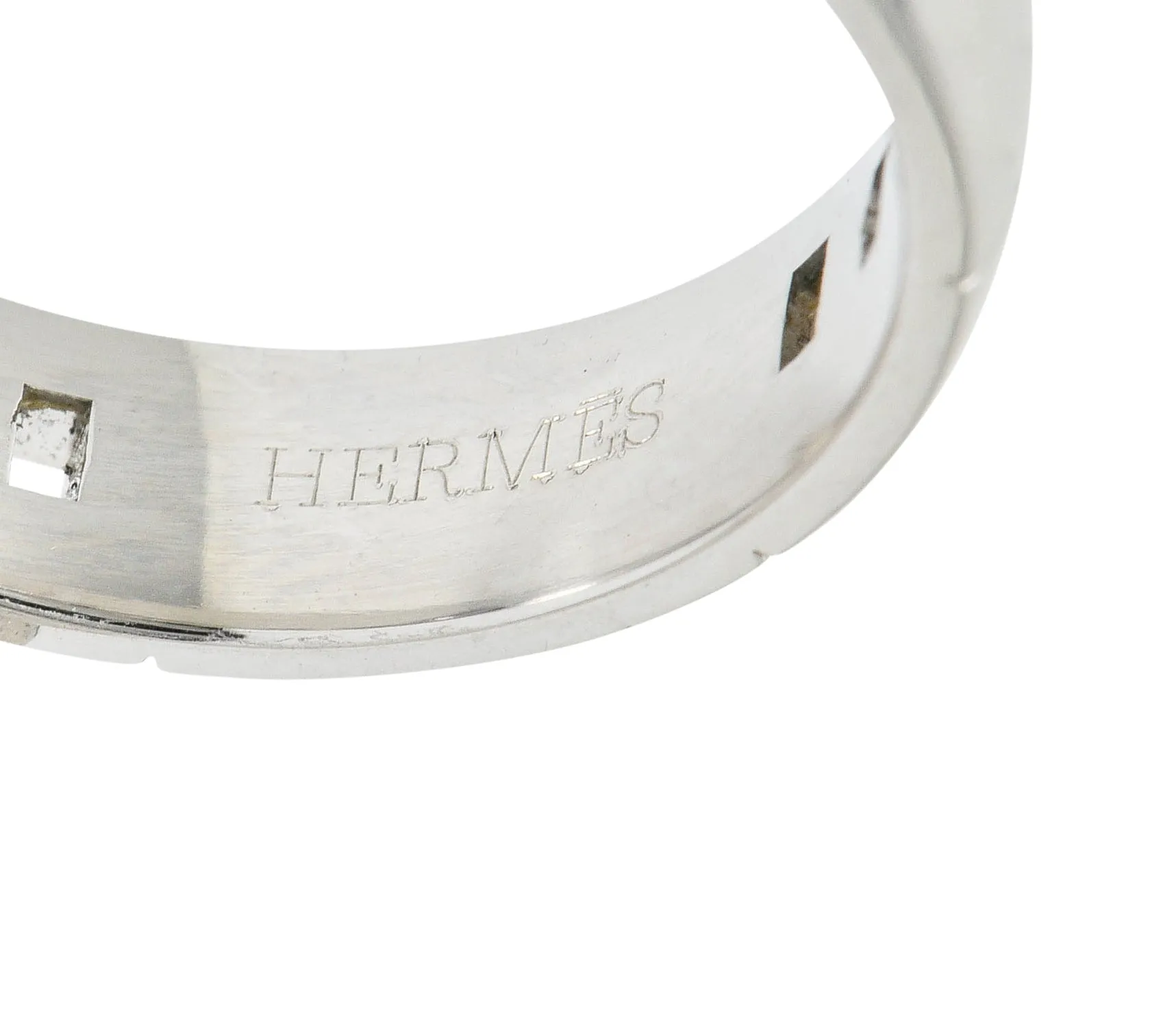 Hermes French 18 Karat White Gold Unisex H Band Ring