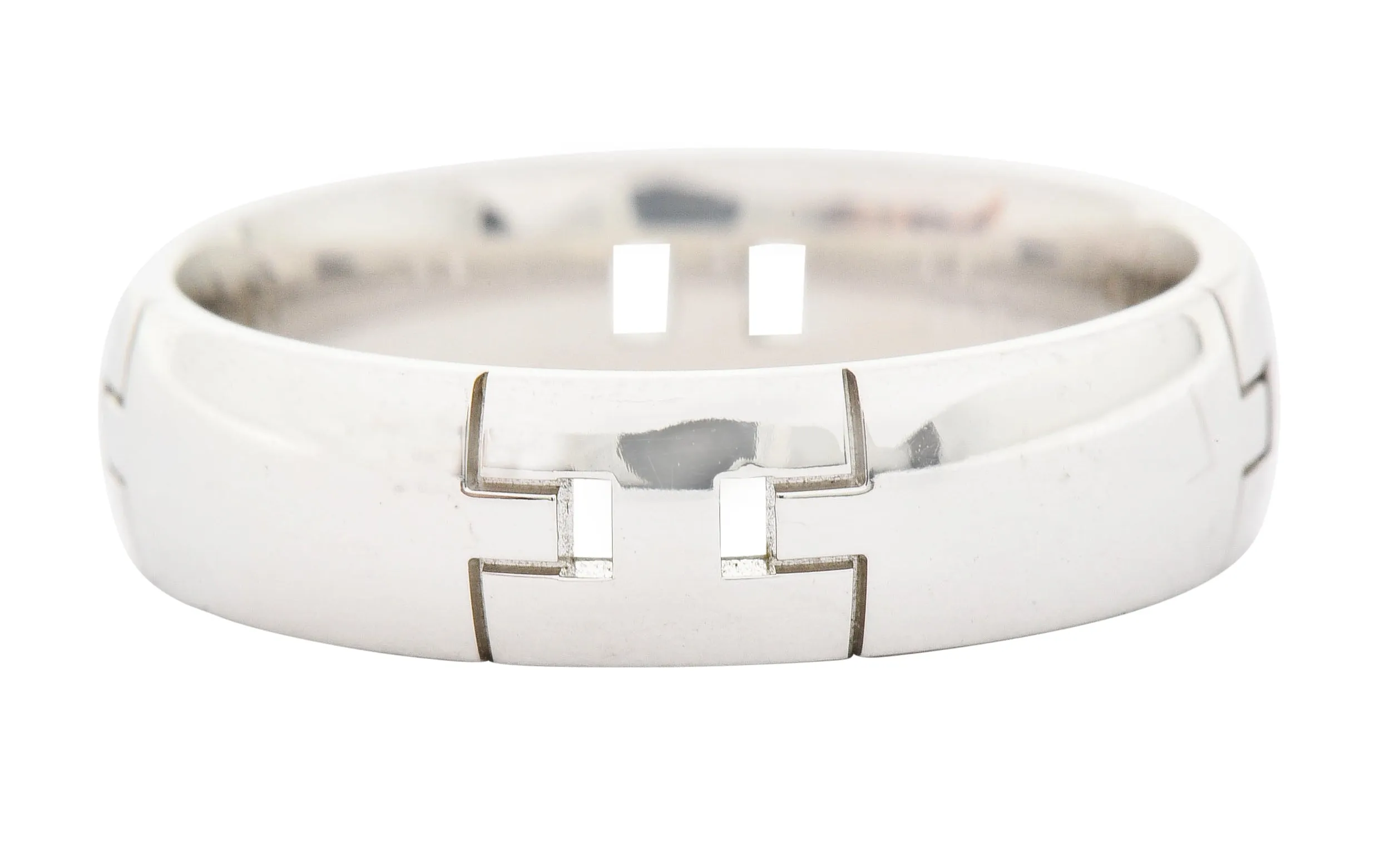 Hermes French 18 Karat White Gold Unisex H Band Ring