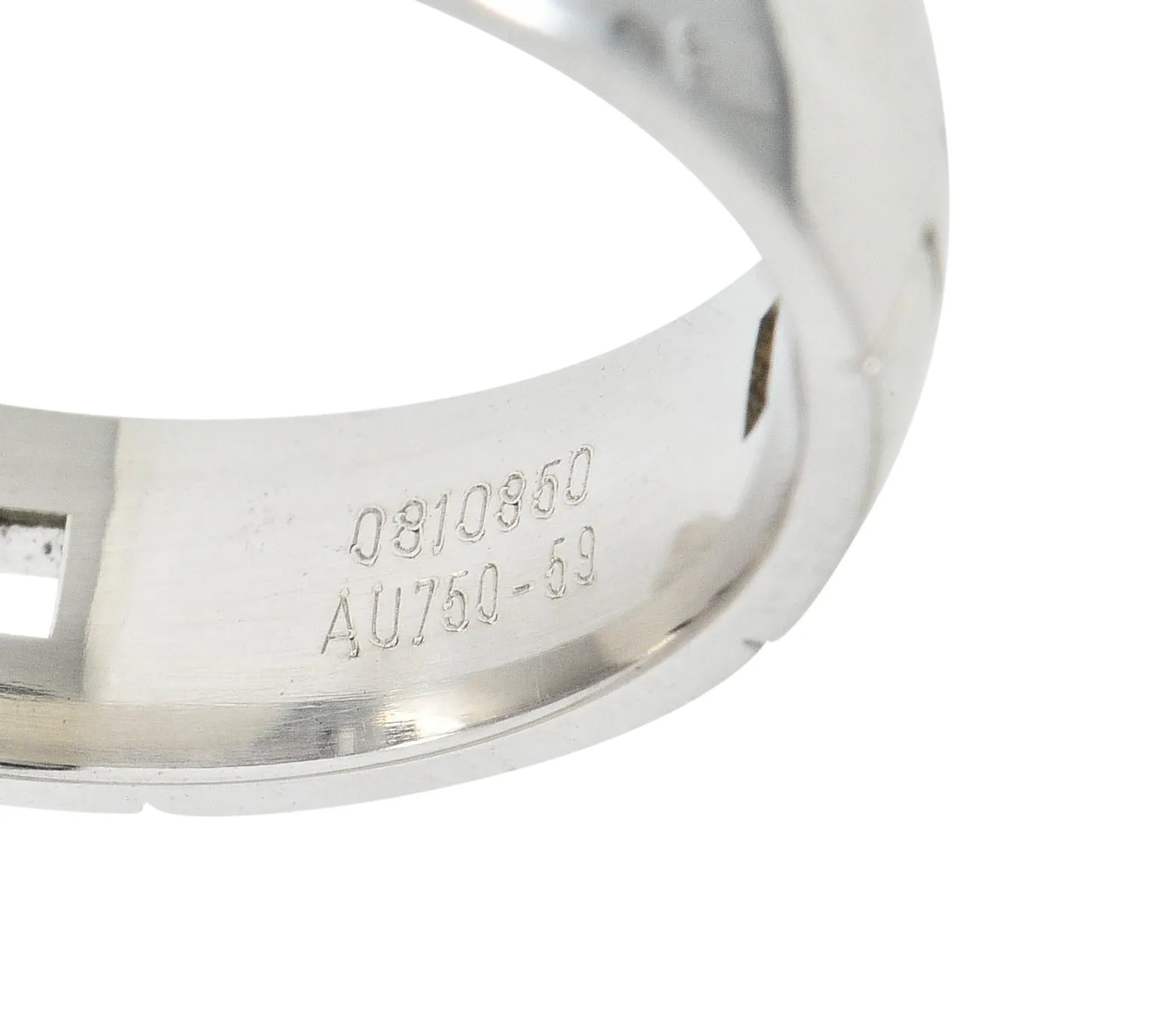 Hermes French 18 Karat White Gold Unisex H Band Ring