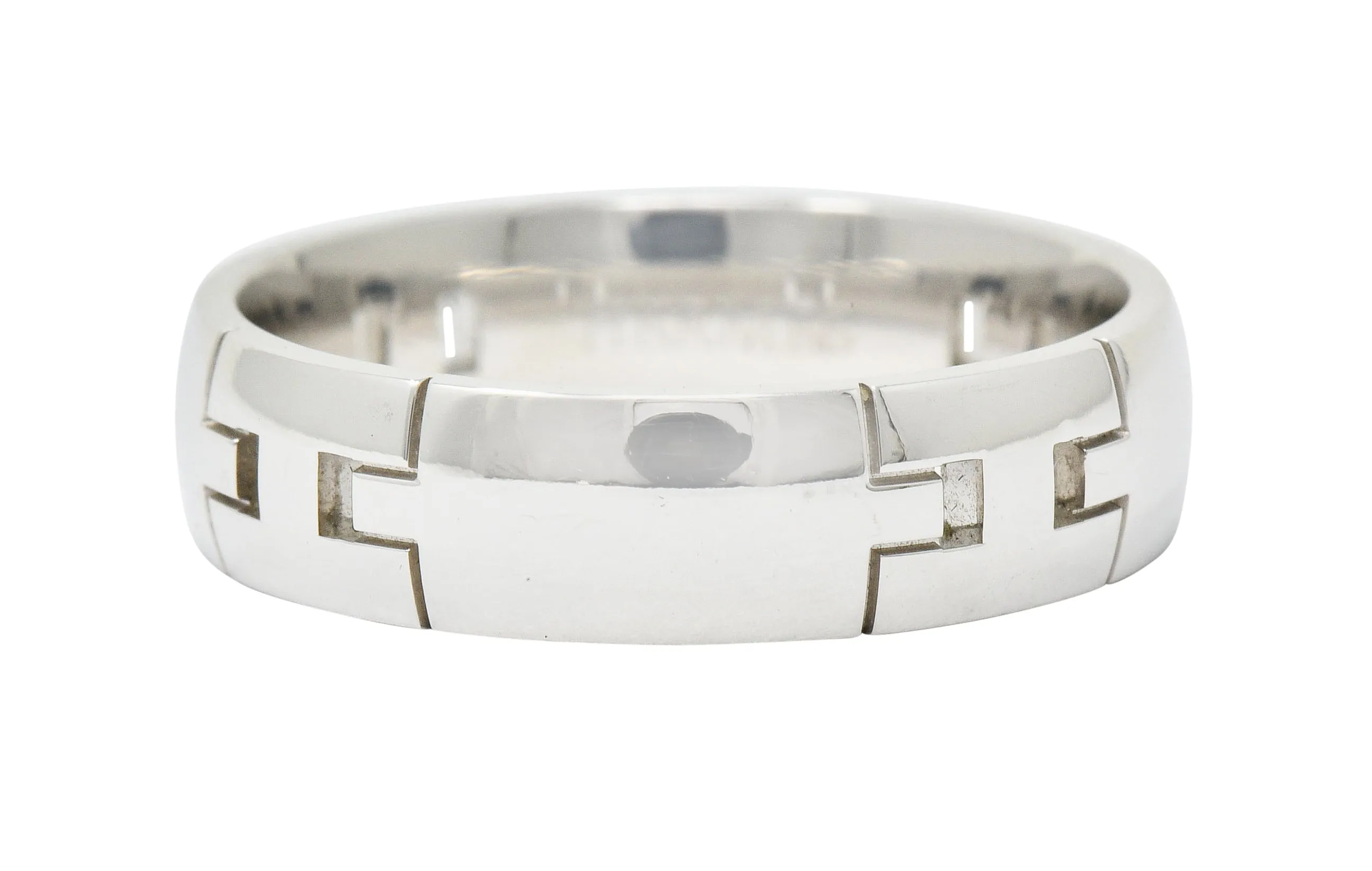 Hermes French 18 Karat White Gold Unisex H Band Ring