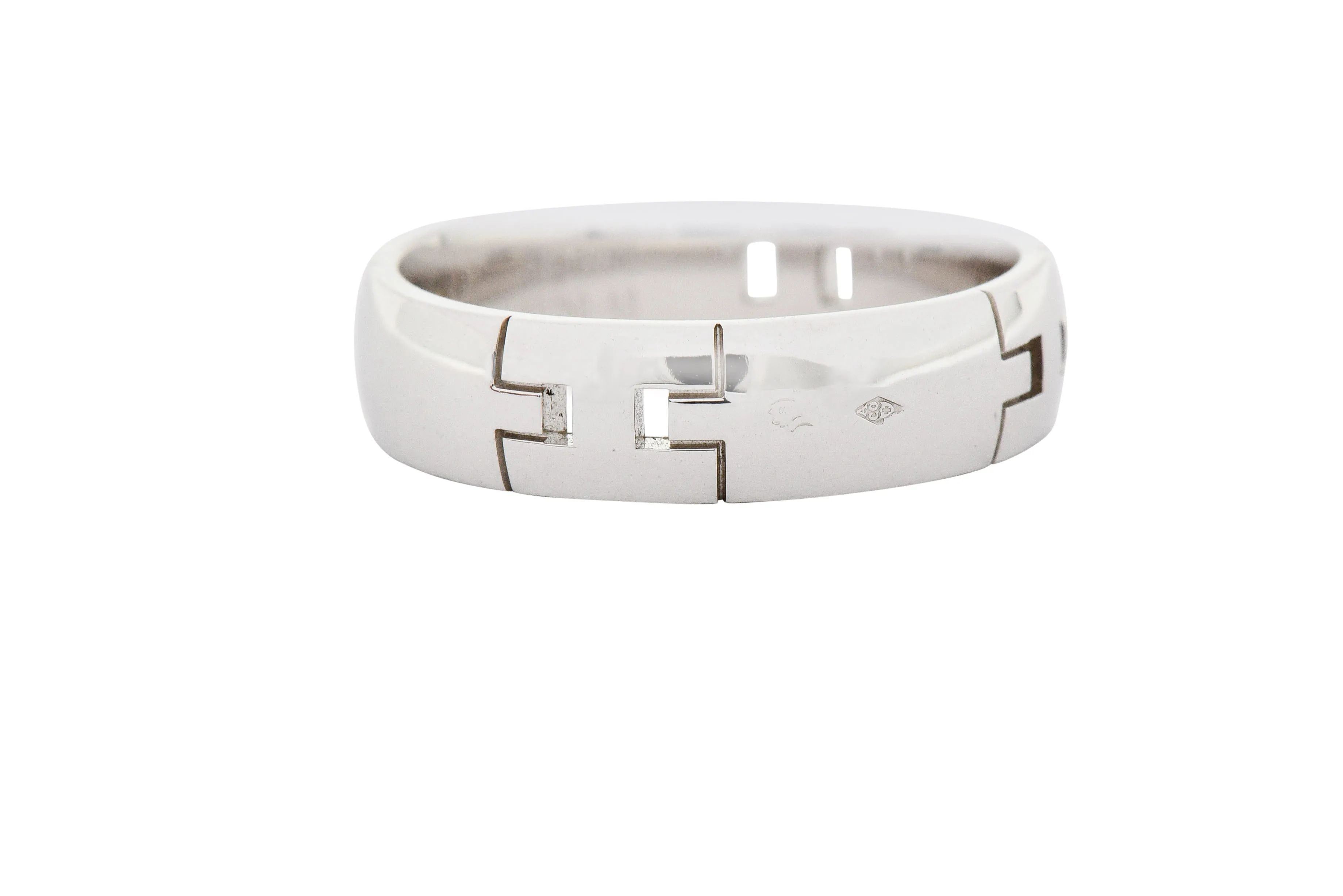 Hermes French 18 Karat White Gold Unisex H Band Ring