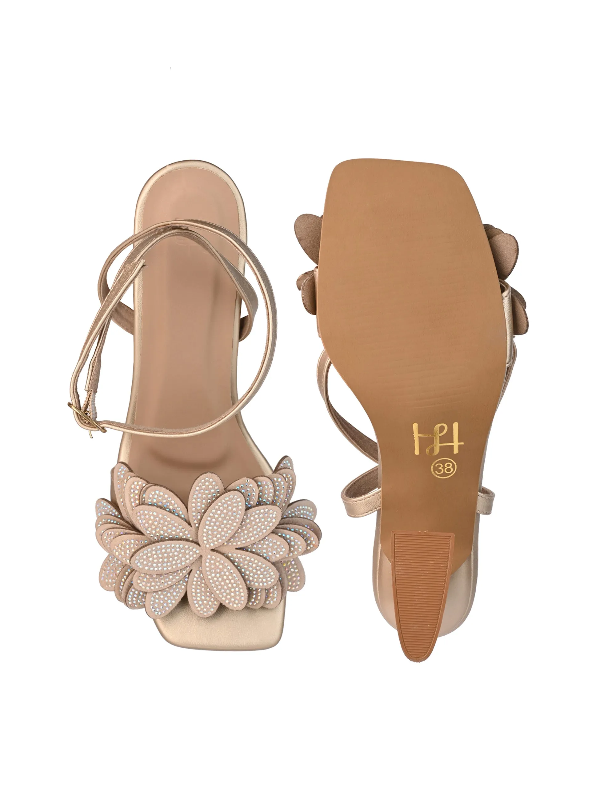 Hydes and Hues Golden Strap Heels