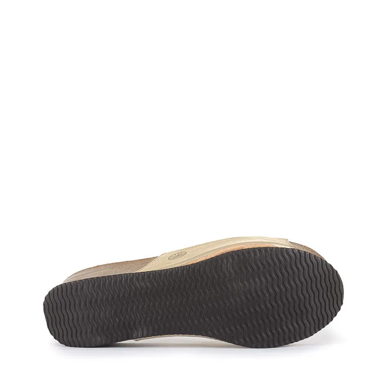 Inoro - Vegan Wedge Metallic Slider - Metallic Gold