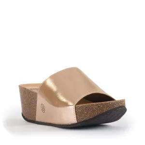Inoro - Vegan Wedge Metallic Slider - Rose Gold