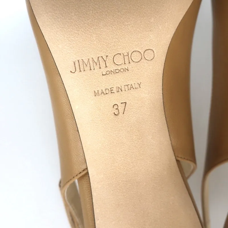 Jimmy Choo Erin 60 Slingback Pumps Camel Leather Size 37 Pointed Toe Heels NEW