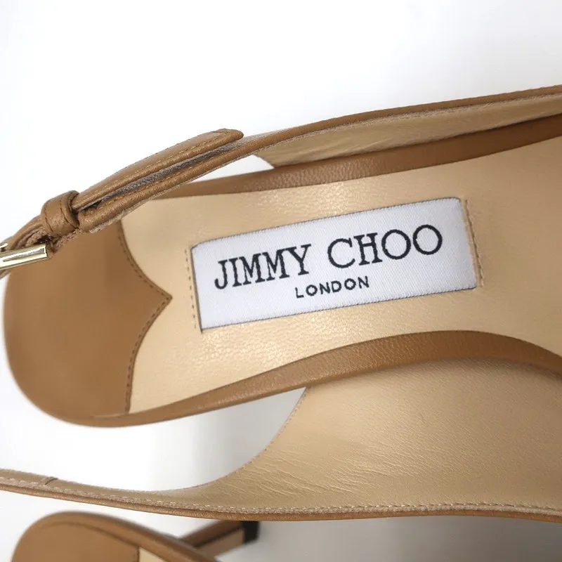 Jimmy Choo Erin 60 Slingback Pumps Camel Leather Size 37 Pointed Toe Heels NEW