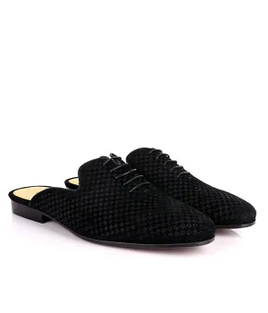 John Foster Lace-up Suede Men's Mules|Black