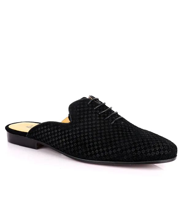 John Foster Lace-up Suede Men's Mules|Black