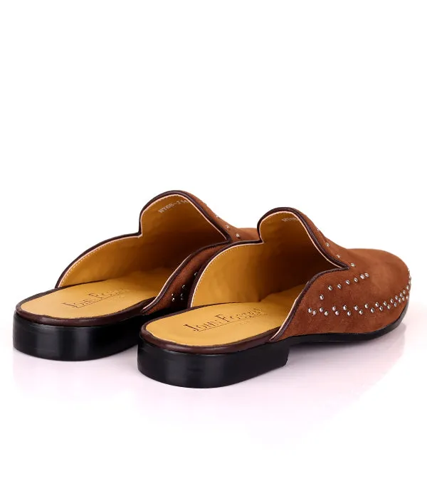John Foster Stoned Suede Men's Leather Mule|Brown