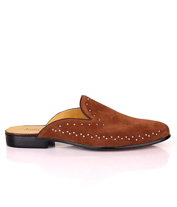 John Foster Stoned Suede Men's Leather Mule|Brown