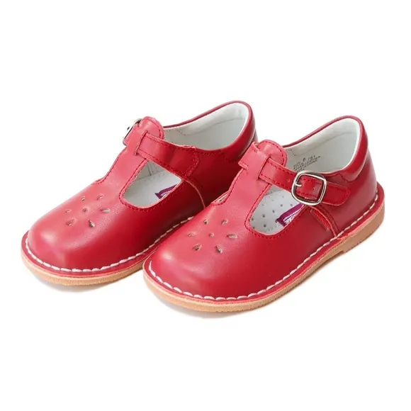 L’amour Joy Classic Red Leather T-Strap Mary Jane Size 7