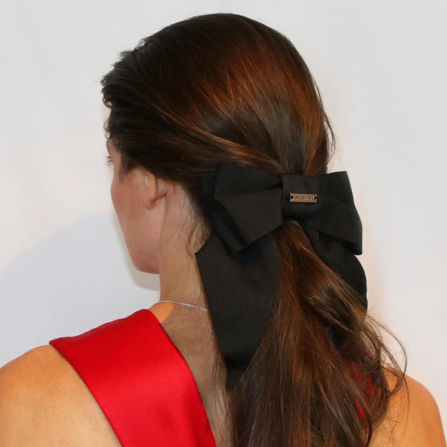 Large Black Grosgrain Hair-bow Clip
