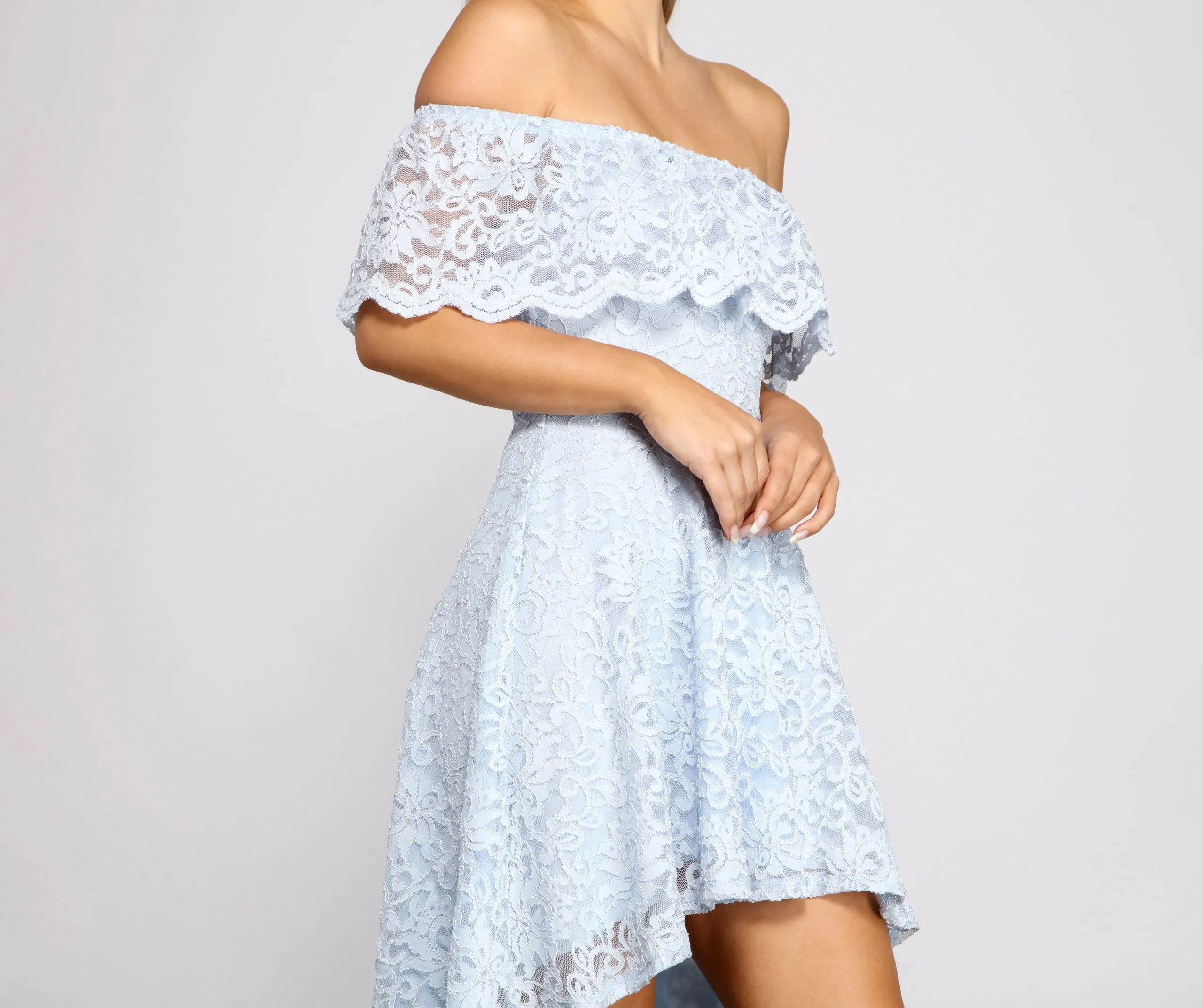 Loving Lace High Charming Low Skater Dress
