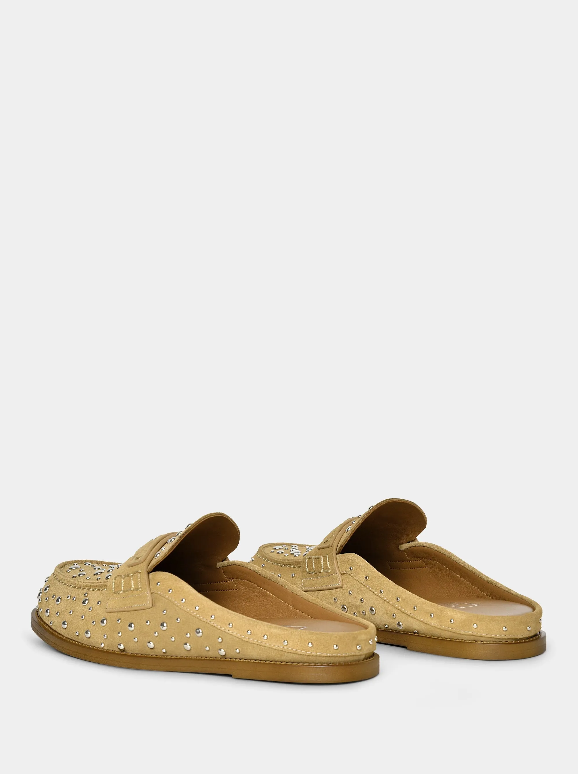 MAMO PING CAMEL SUEDE MULES SLIPPERS