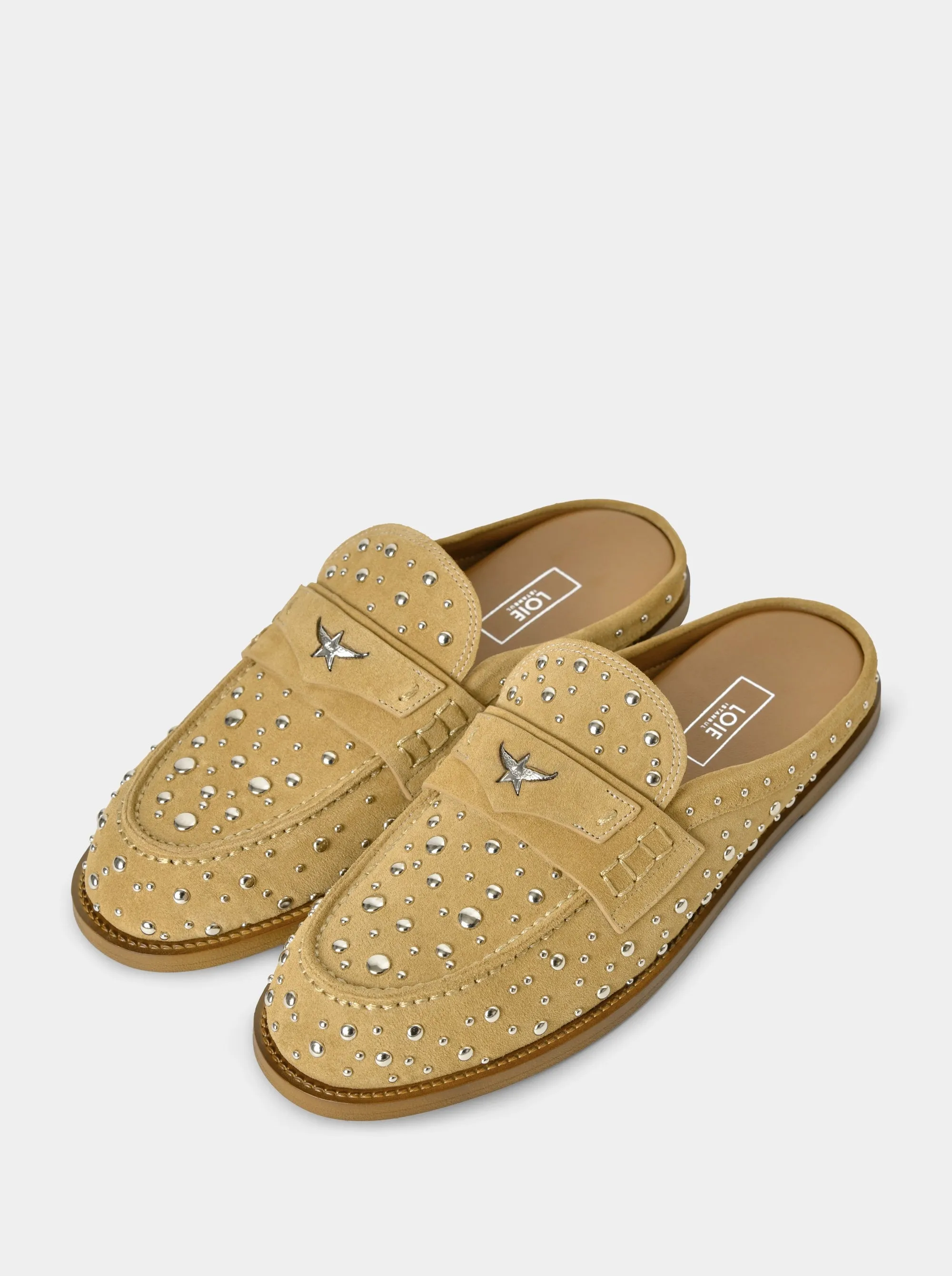 MAMO PING CAMEL SUEDE MULES SLIPPERS