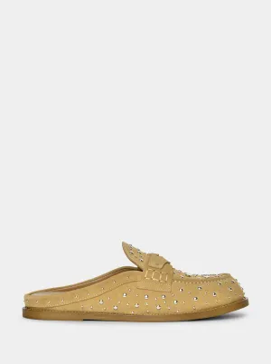 MAMO PING CAMEL SUEDE MULES SLIPPERS