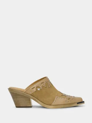 NEW VIVA CAMEL SUEDE MULES SLIPPERS