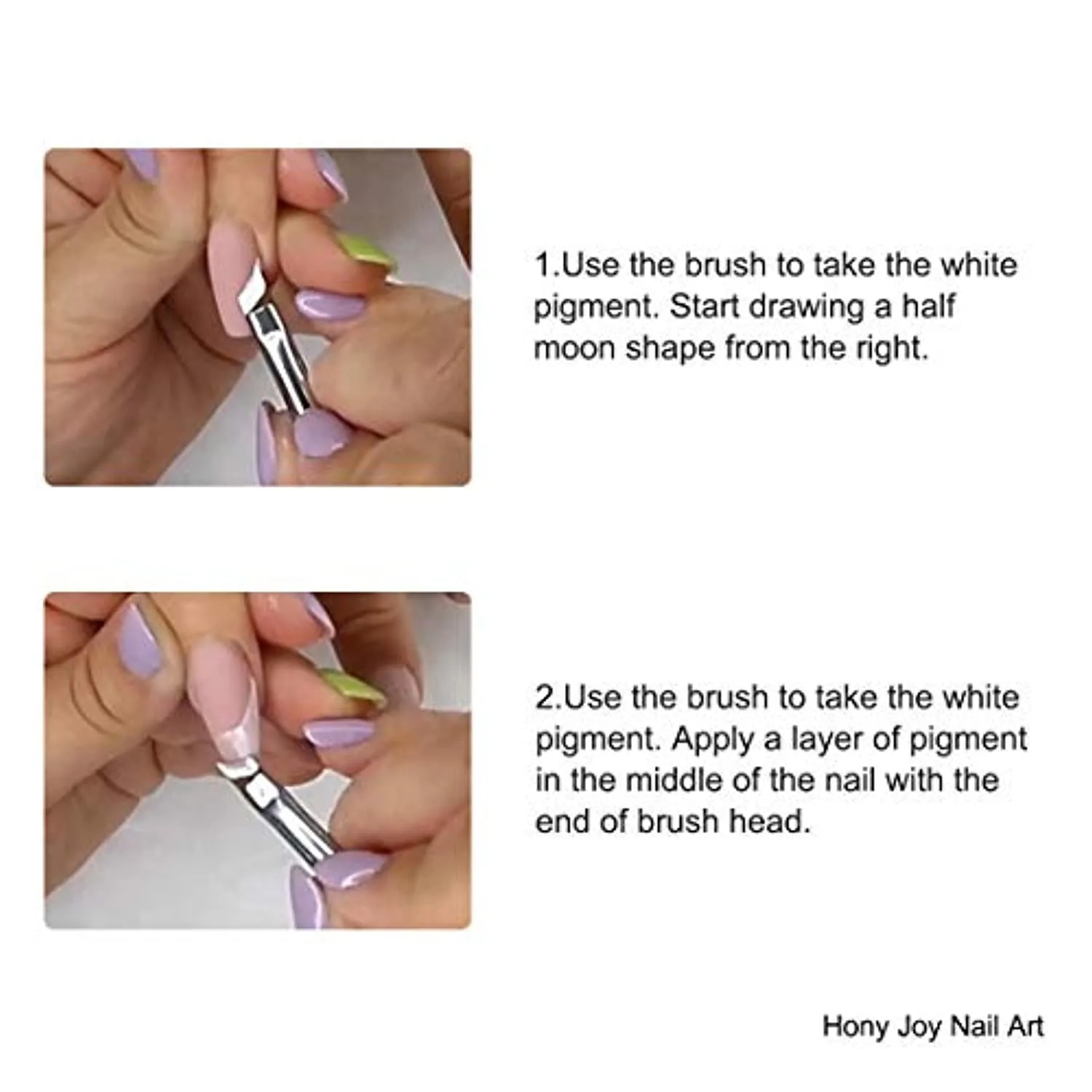 Oblique Head French Tip Nail Brush Black Handle UV Gel Acrylic Painting Drawing Pen Pack of 1