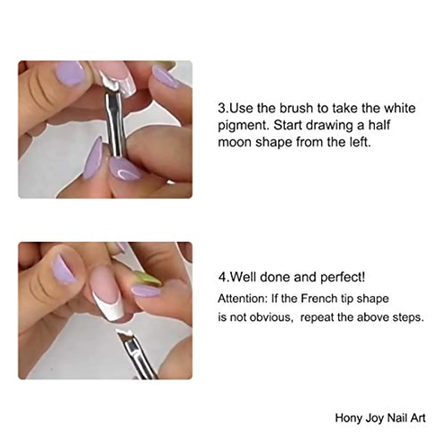 Oblique Head French Tip Nail Brush Black Handle UV Gel Acrylic Painting Drawing Pen Pack of 1