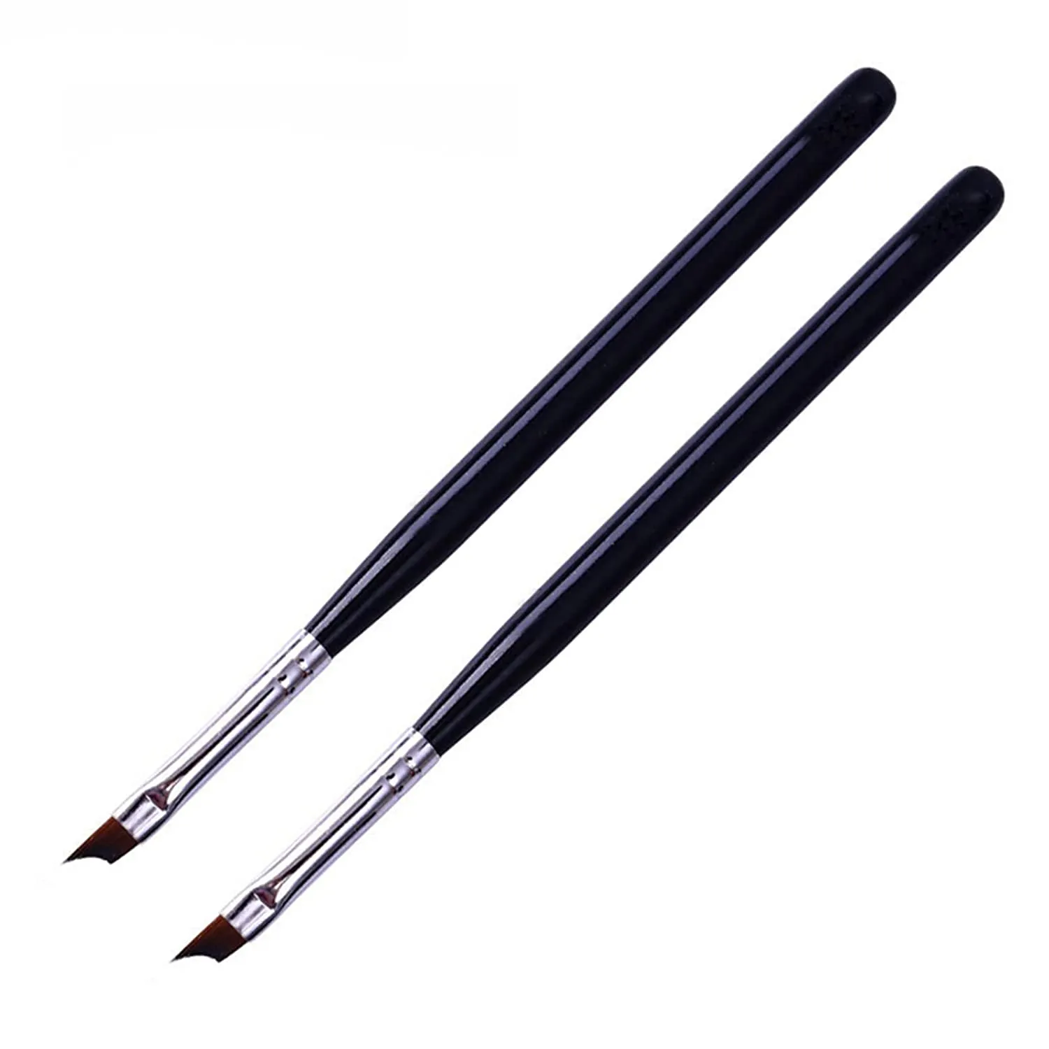 Oblique Head French Tip Nail Brush Black Handle UV Gel Acrylic Painting Drawing Pen Pack of 1