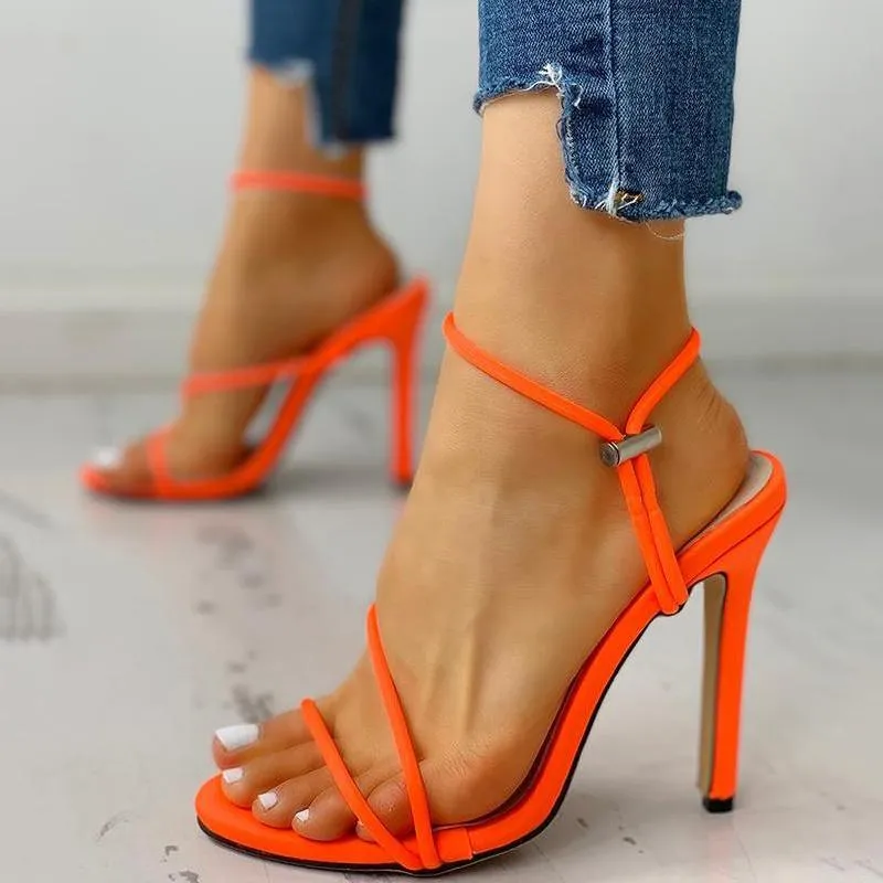 Open Toe Slingback Thin Heeled Sandals