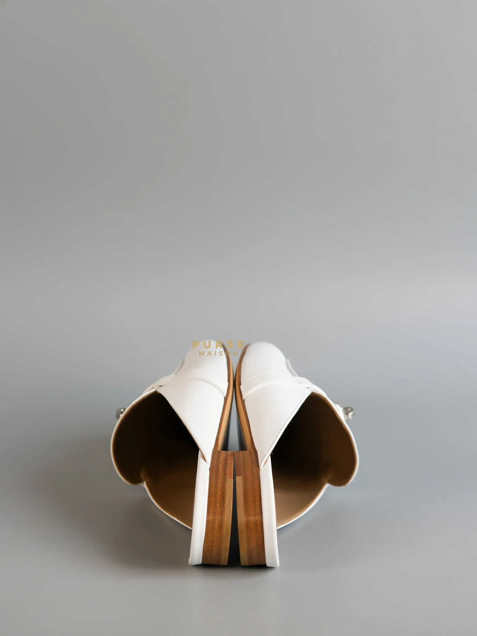 Oz White Leather Mules Palladium Hardware Size 37.5 EU (23.5 cm)