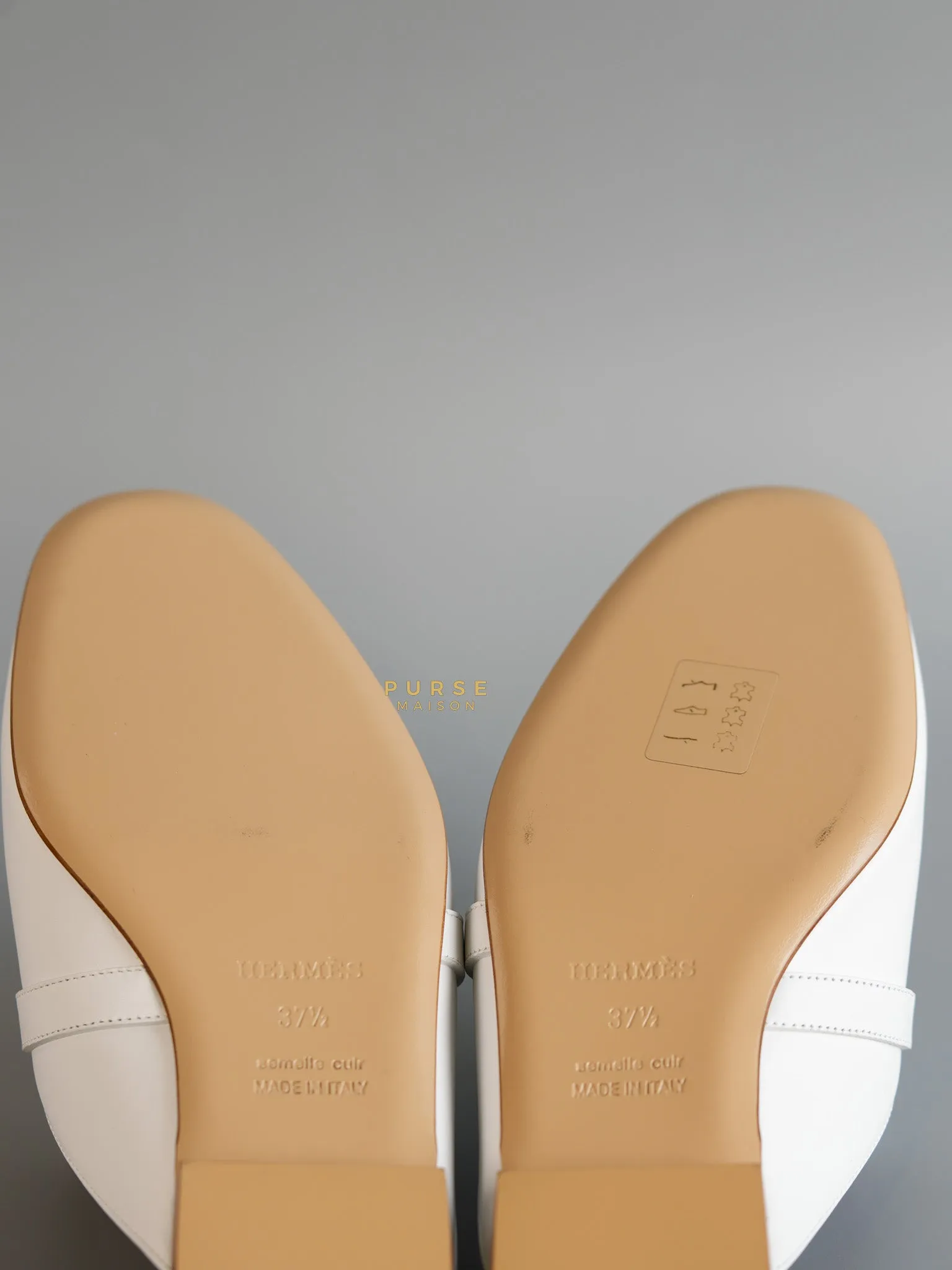Oz White Leather Mules Palladium Hardware Size 37.5 EU (23.5 cm)