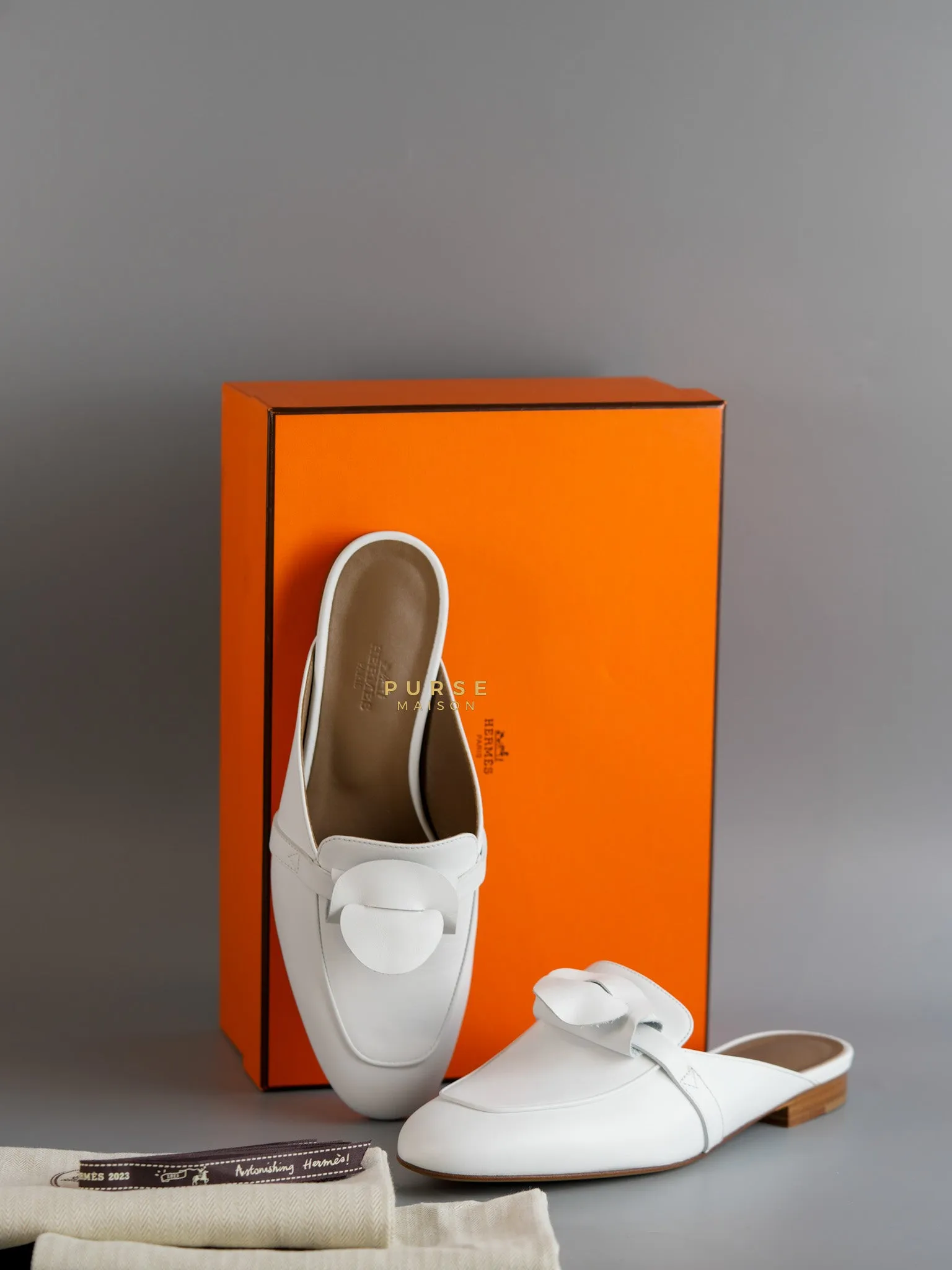 Oz White Leather Mules Palladium Hardware Size 37.5 EU (23.5 cm)