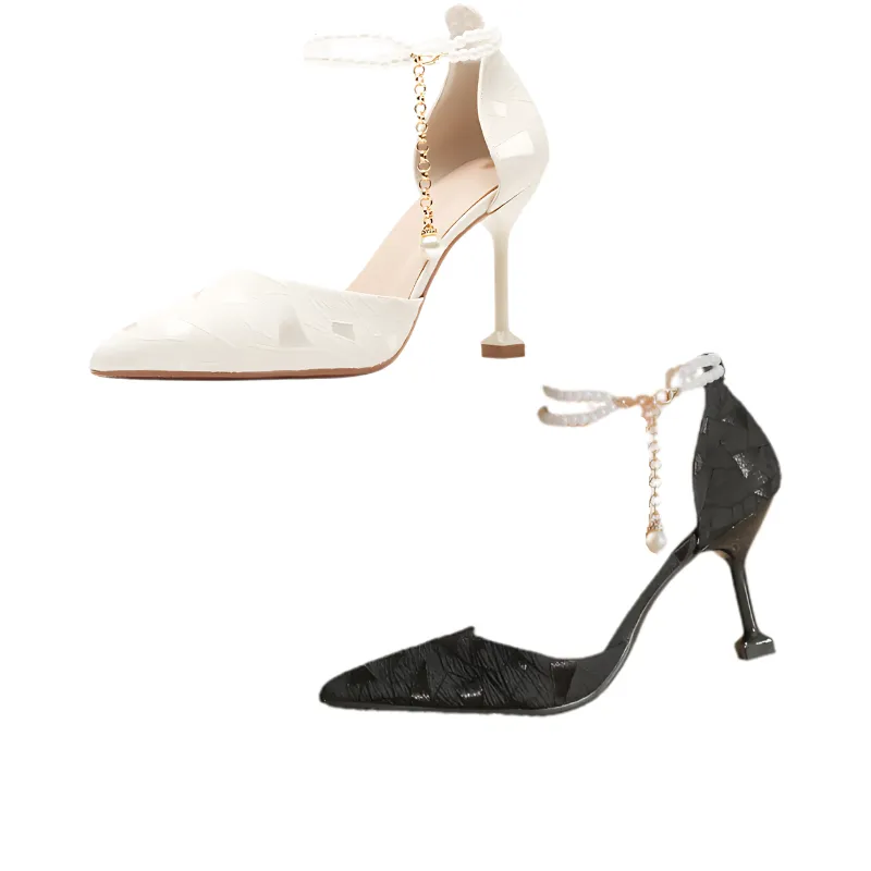 Pearl Strap Pointed-Toe Sandals