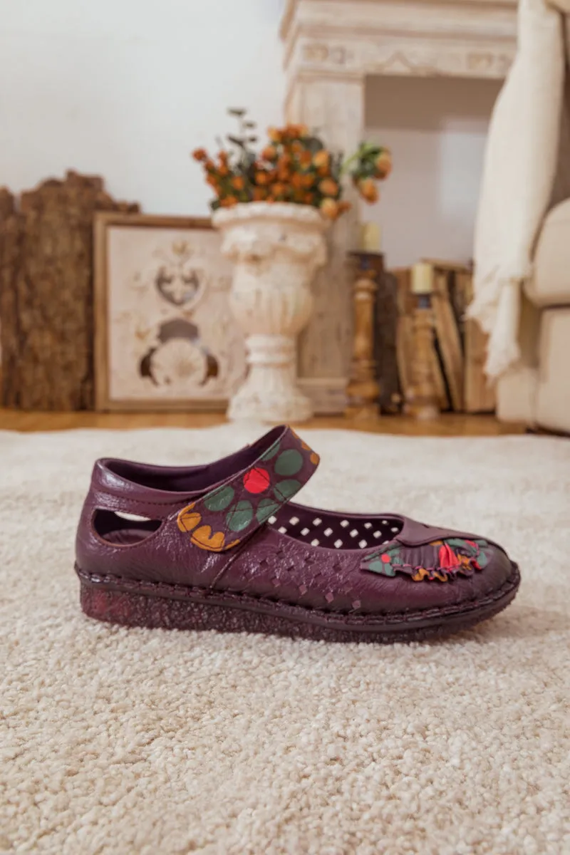 Perforated Leather Mary Jane - Purple