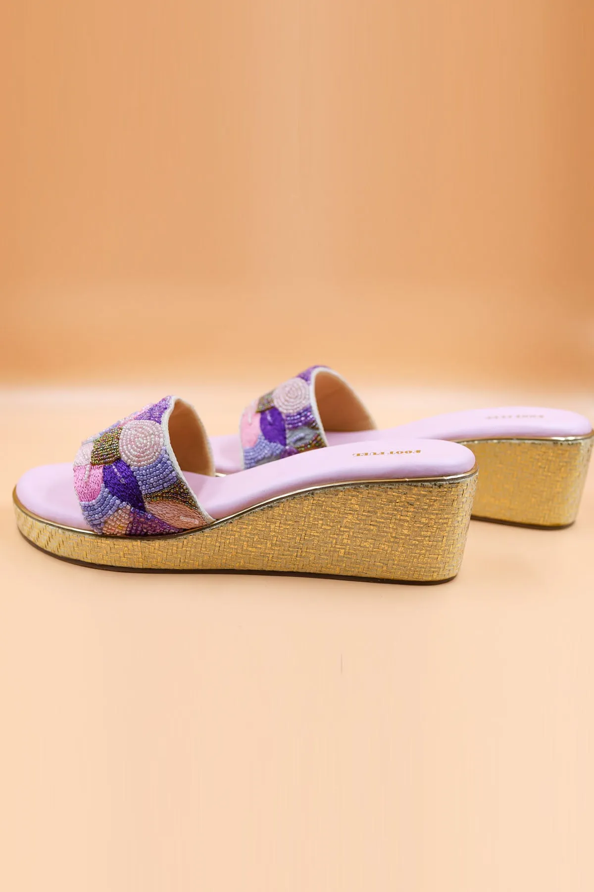 Pink Thread Embroidered Wedges