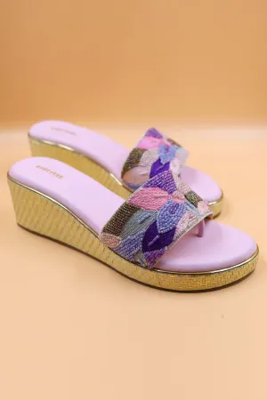 Pink Thread Embroidered Wedges