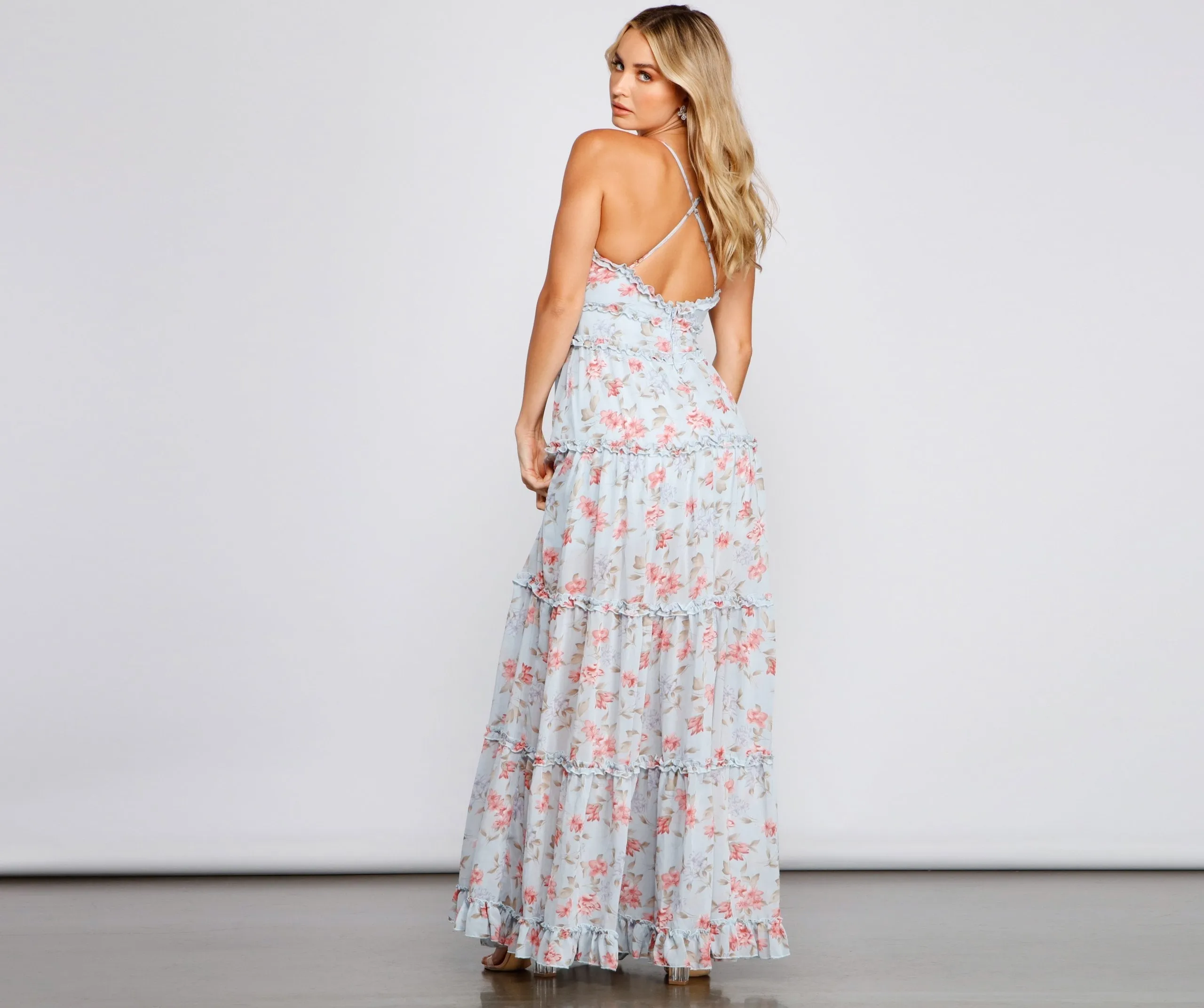 Quinn Formal Floral Charming Ruffled A-Line Dress