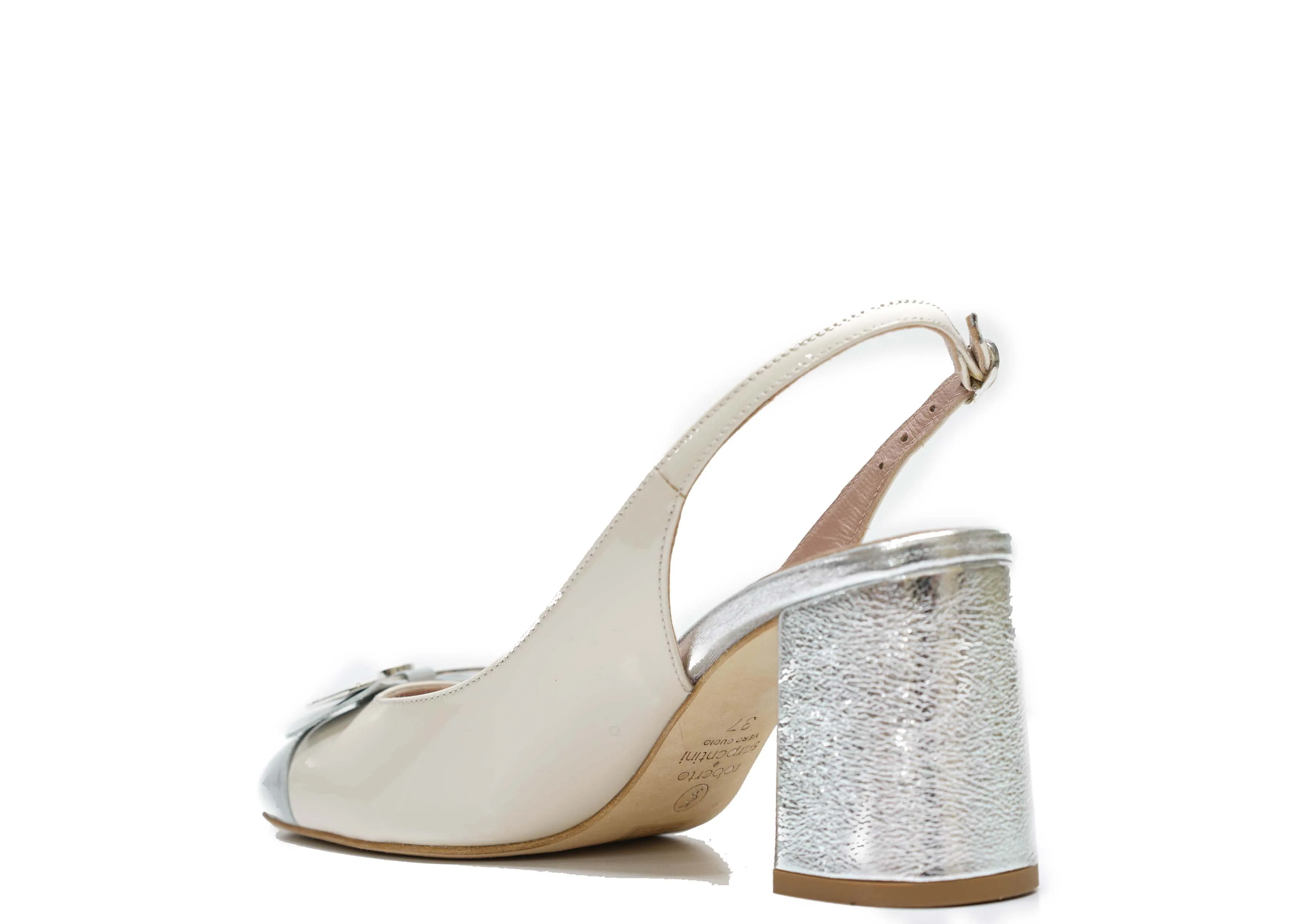 Roberto Serpentini Women's Beige Patent Leather Slingback 25467 - Now $190
