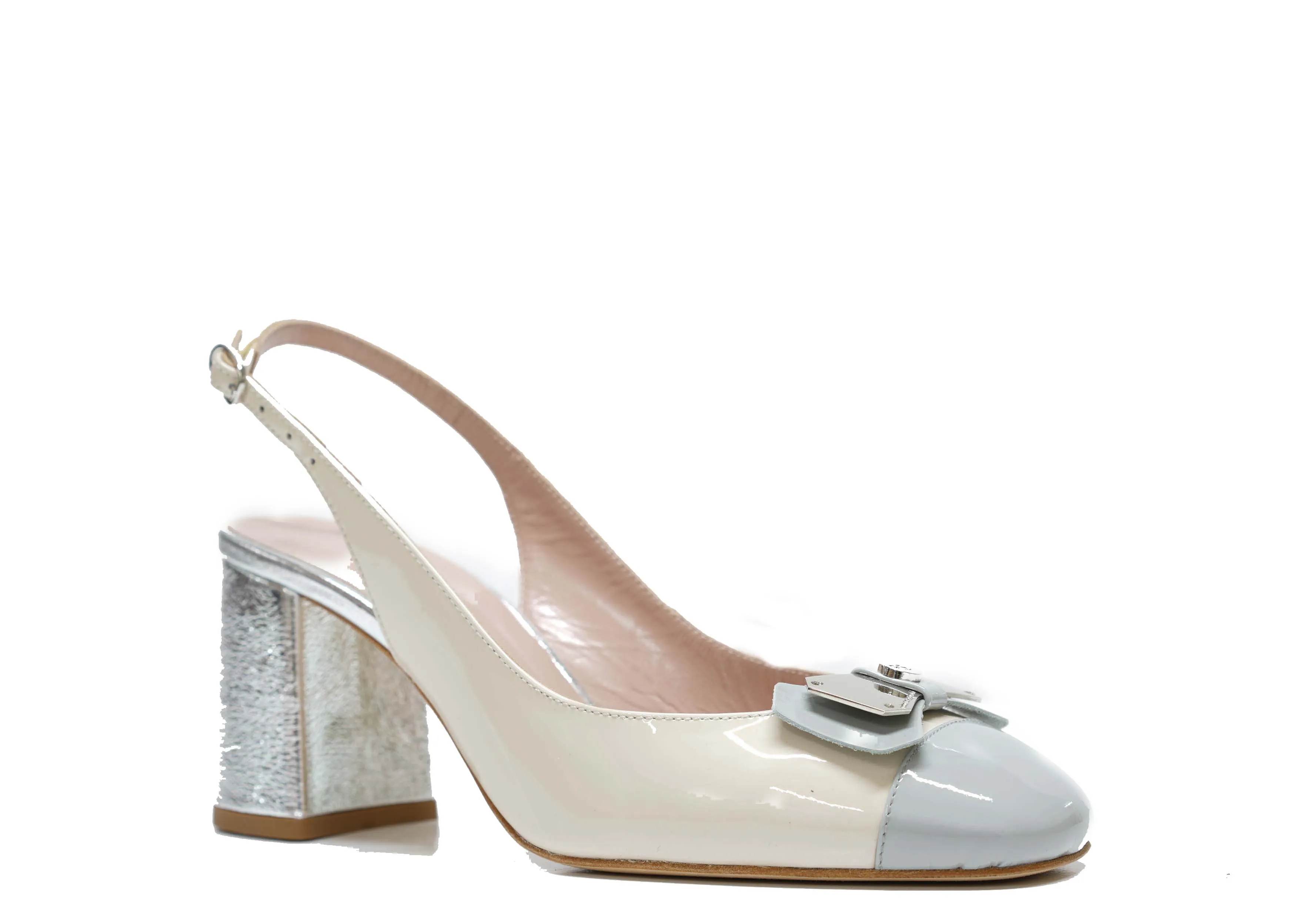 Roberto Serpentini Women's Beige Patent Leather Slingback 25467 - Now $190