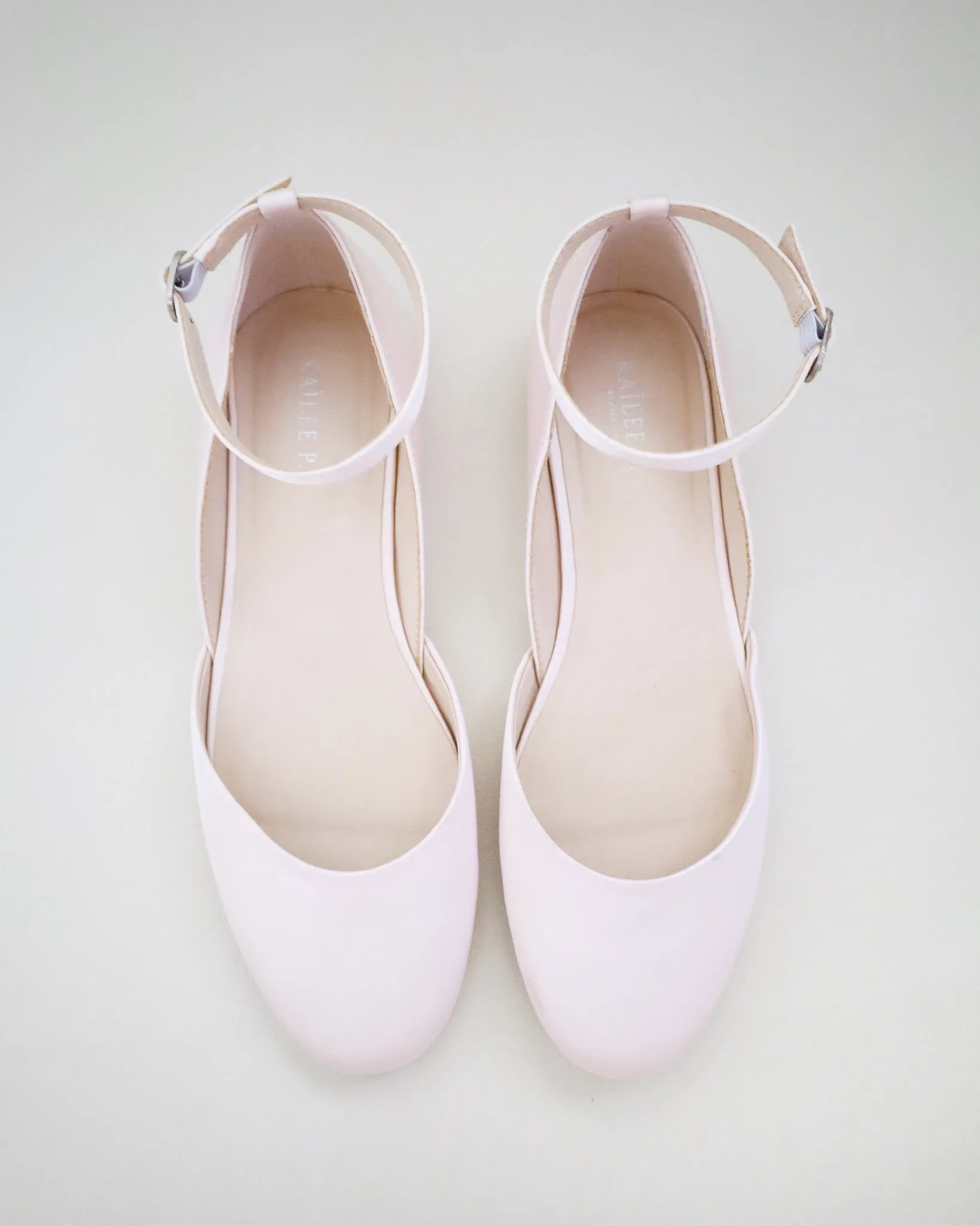 Satin Round Toe Evening Flat with Ankle Strap