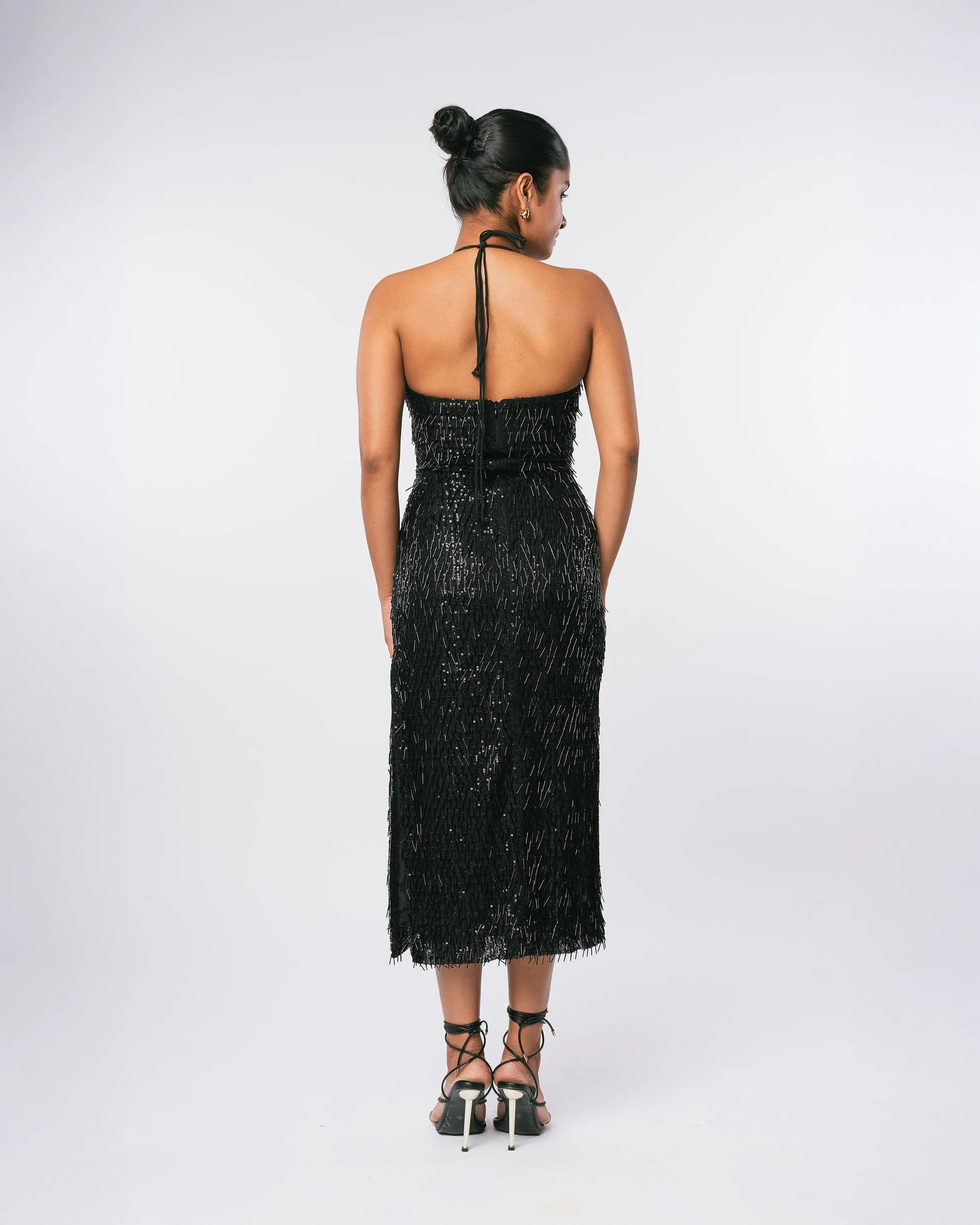 SEQUIN CASCADE DRESS