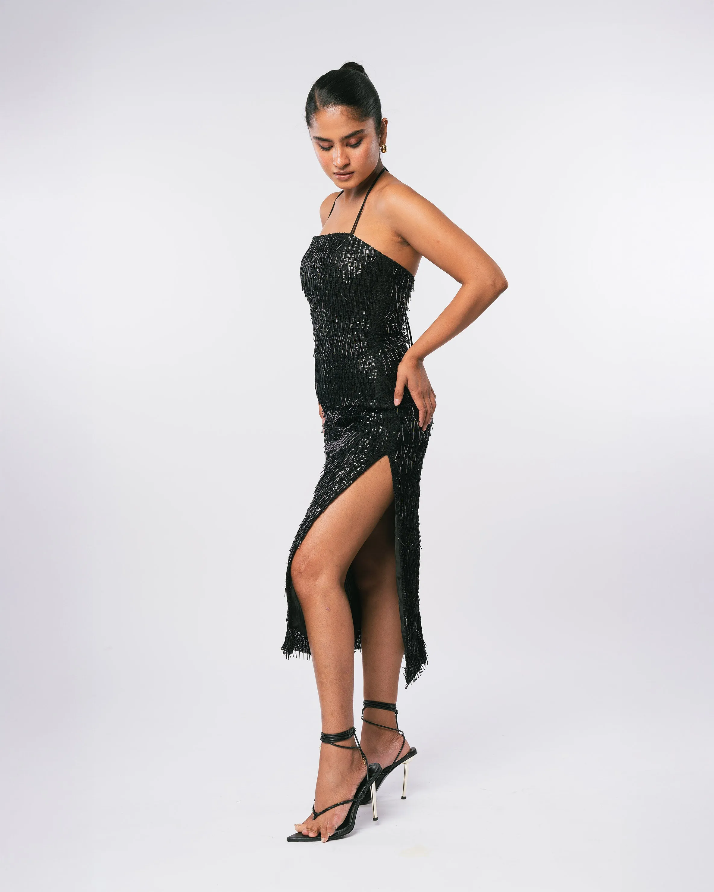 SEQUIN CASCADE DRESS