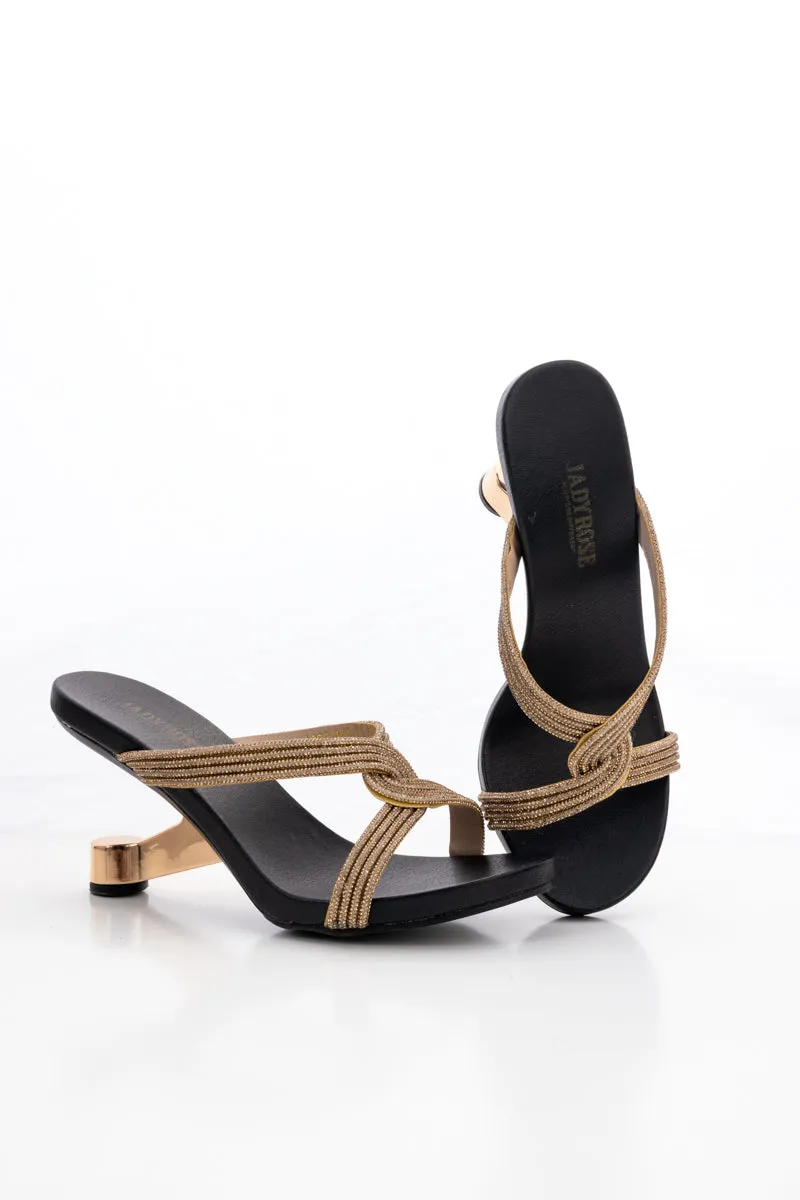 Shamira Shimmer Strap Leather Sandal- Gold