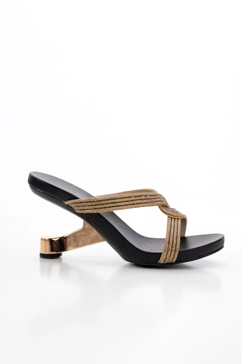 Shamira Shimmer Strap Leather Sandal- Gold