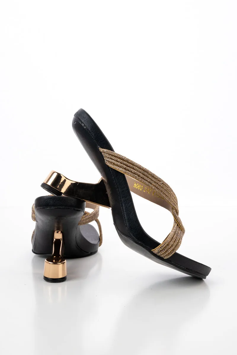 Shamira Shimmer Strap Leather Sandal- Gold