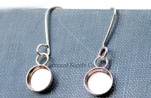 Silver Bezel Cup French Wire Earring Blanks
