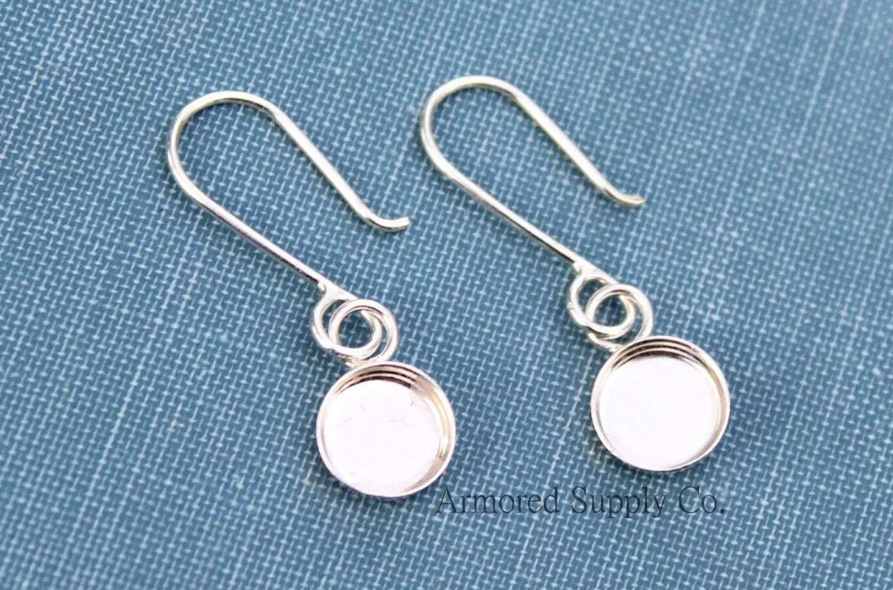 Silver Bezel Cup French Wire Earring Blanks