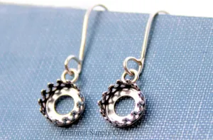 Silver Crown Bezel Cup French Wire Earring Blanks