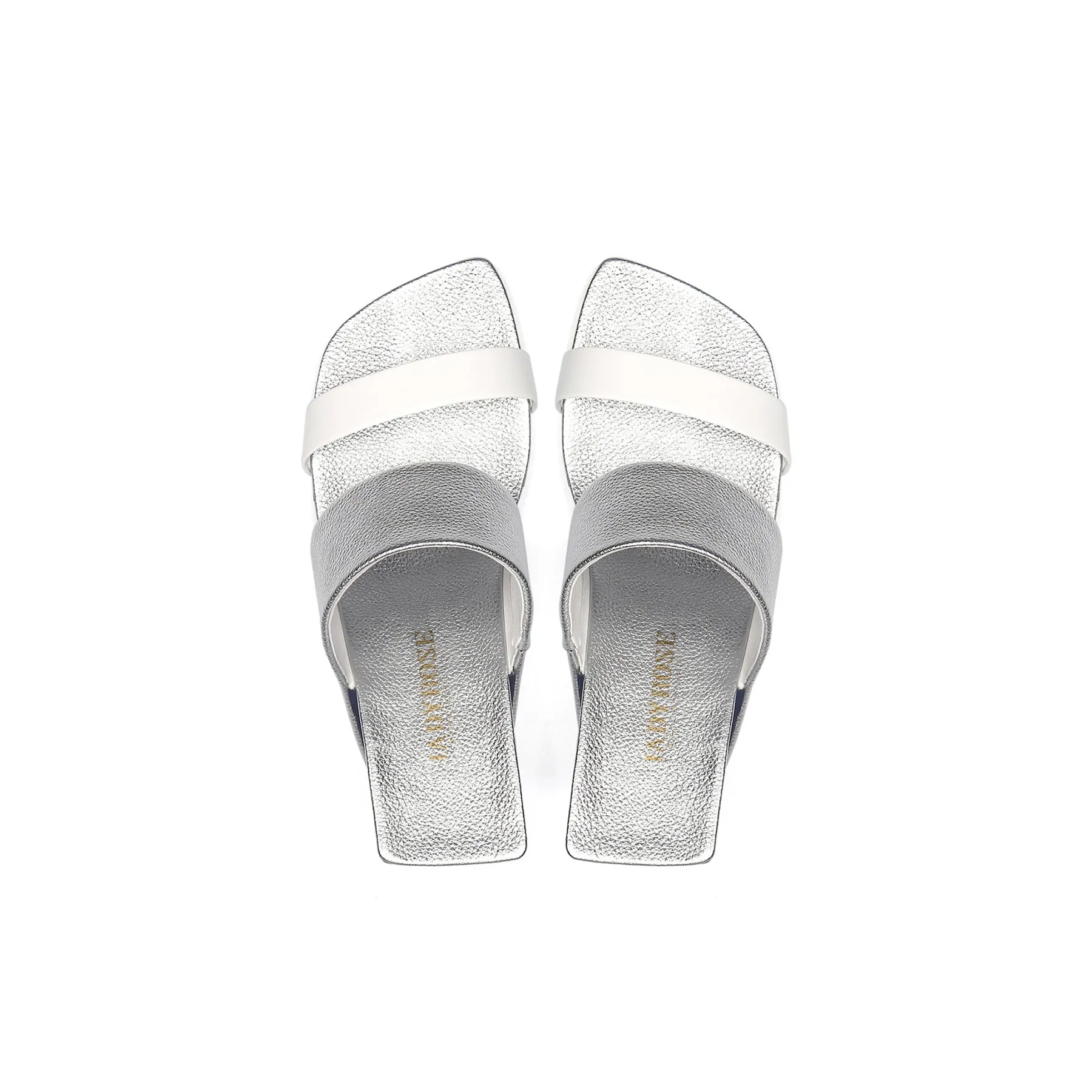 Strap Heel Leather Sandal - Silver