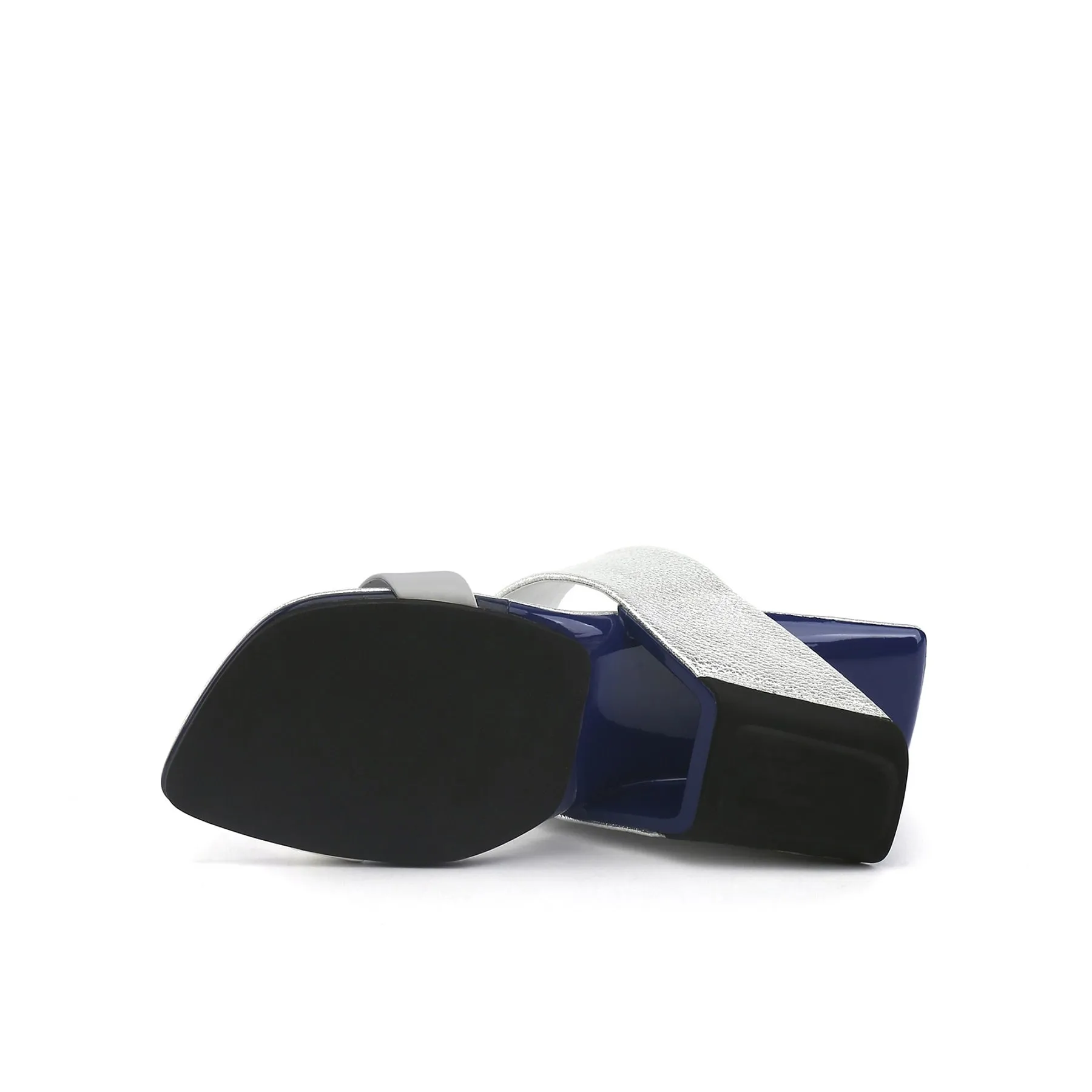 Strap Heel Leather Sandal - Silver